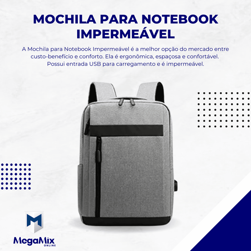 Mochila para Notebook Impermeável - MegaMix Online